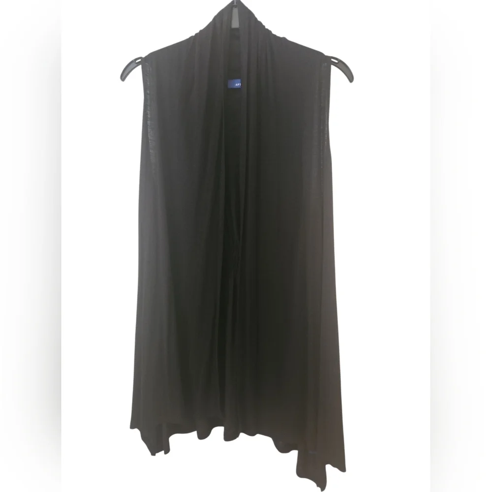 Apt 9 Women's Black Lightweight Sleeveless Long Rayon Open Front Vest Size XS